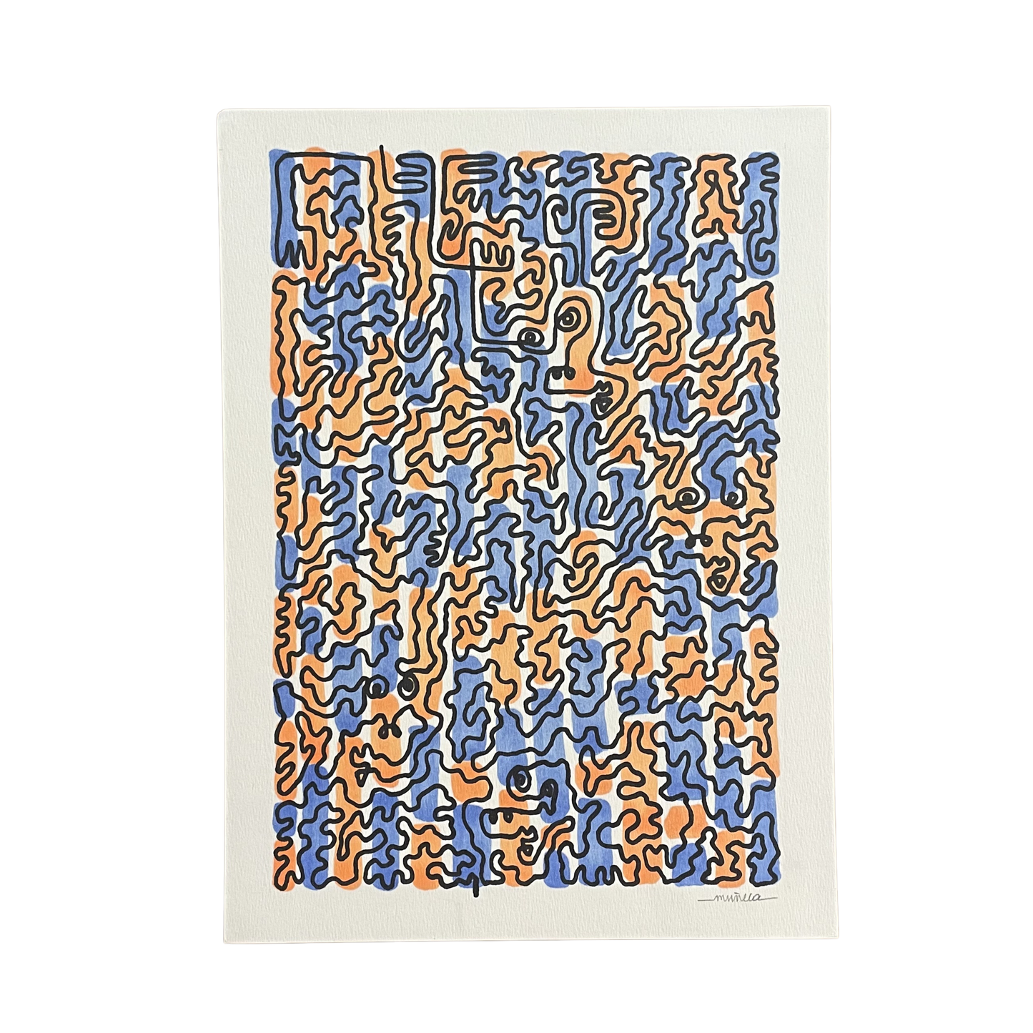 ILLUSTRATION VISAGE ORANGE ET BLEUE