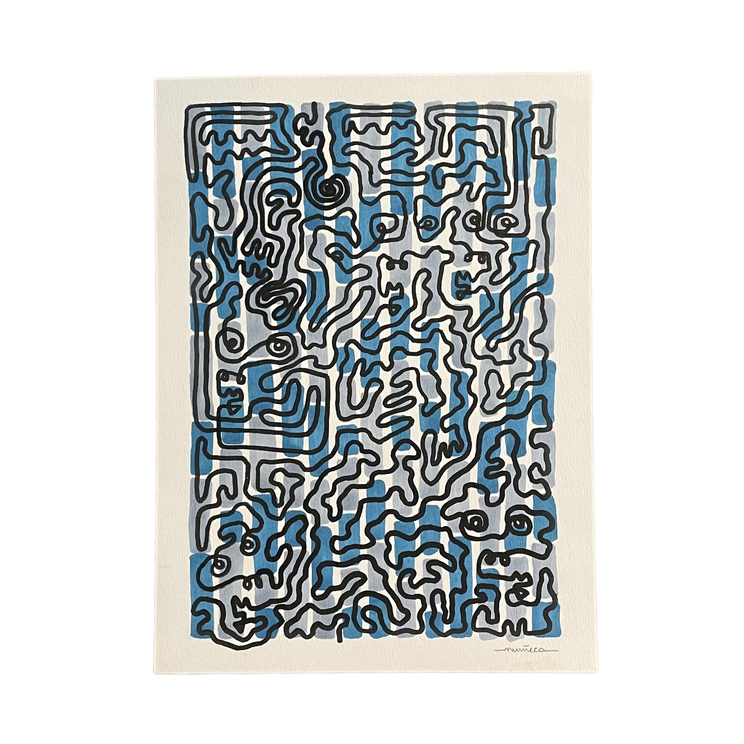 ILLUSTRATION VISAGE BLEUE ET GRISE