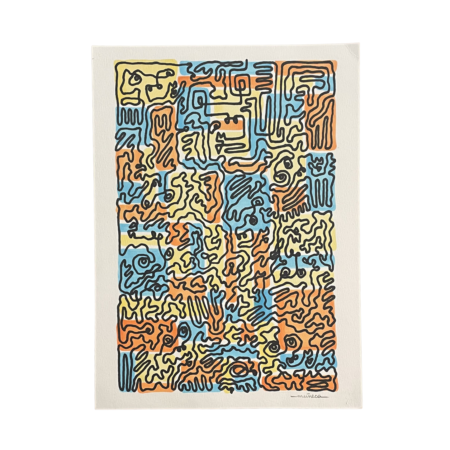 ILLUSTRATION VISAGE ORANGE BLEUE ET JAUNE