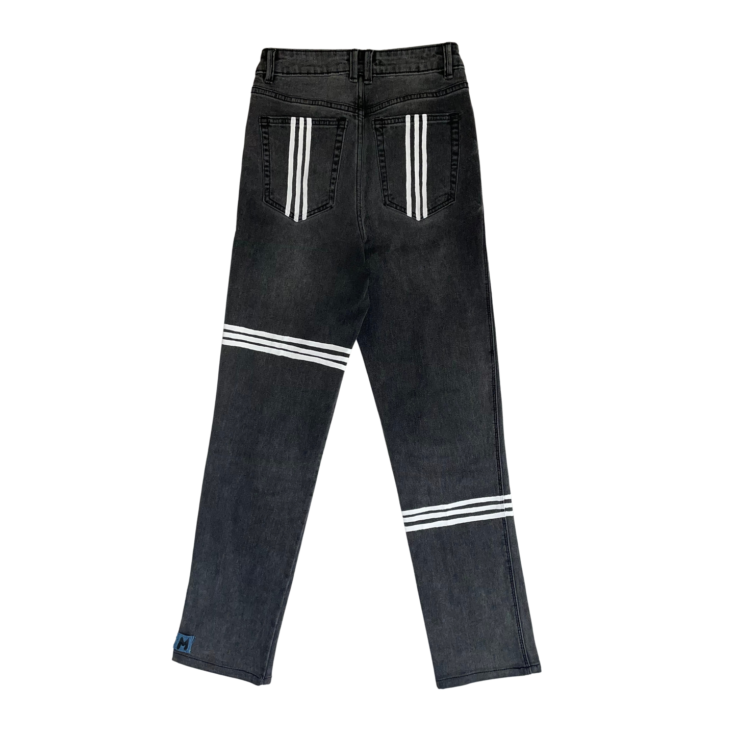 PANTALON JEAN TROIS TRAITS BLANC