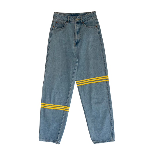 PANTALON JEAN TROIS TRAITS JAUNE