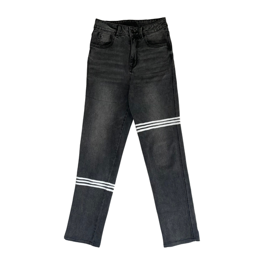 PANTALON JEAN TROIS TRAITS BLANC